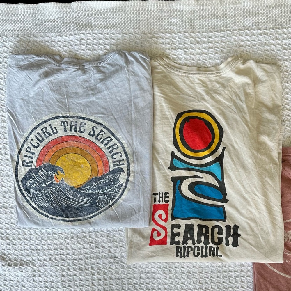 Two Rip curl Graphic Surf T shirts size large